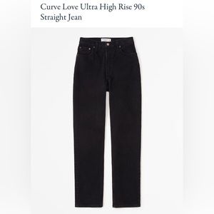 Abercrombie & Fitch Curve Love 90’s Straight Ultra High Rise Black Denim Jeans.